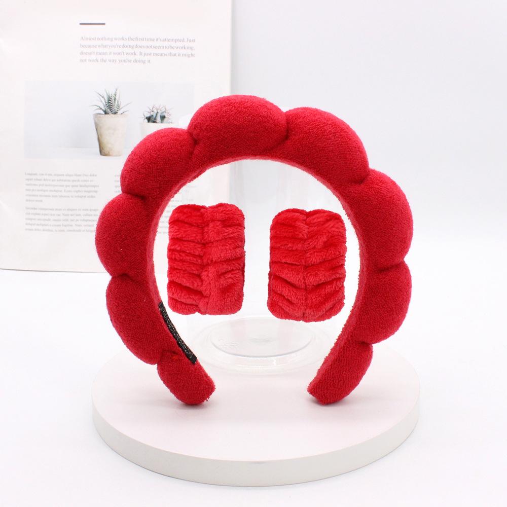 3Pcs Coral Fleece Washing Wristbands Terry Cloth Puffy Headband Spa Sponge Headband for Washing Face Makeup Shower Skincare