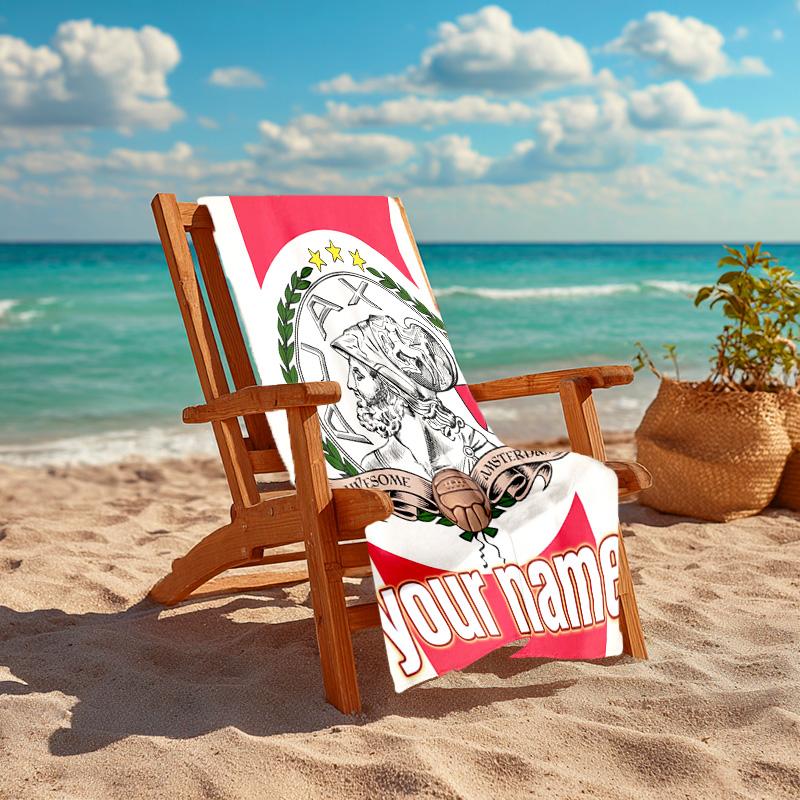 Personalized customized proof beach towel with AFC Ajax logo pattern - soft, absorbent,quick-drying,perfect