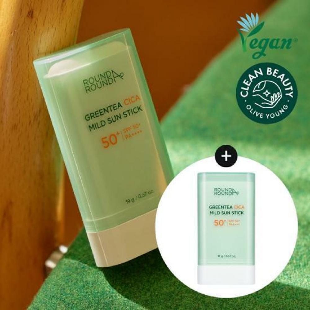 

Round Round [июль All Young Pick] Round Round Green Tea Cica Mild Sun Stick двойной специальный набор