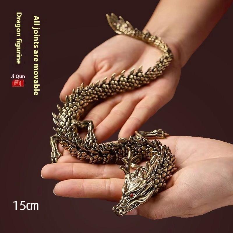 1Pcs Moveable Body Joints Antique Alloy Lucky Dragon Desktop Office Crafts 3D Dragon Statue Ornament Home Decoration Gifts