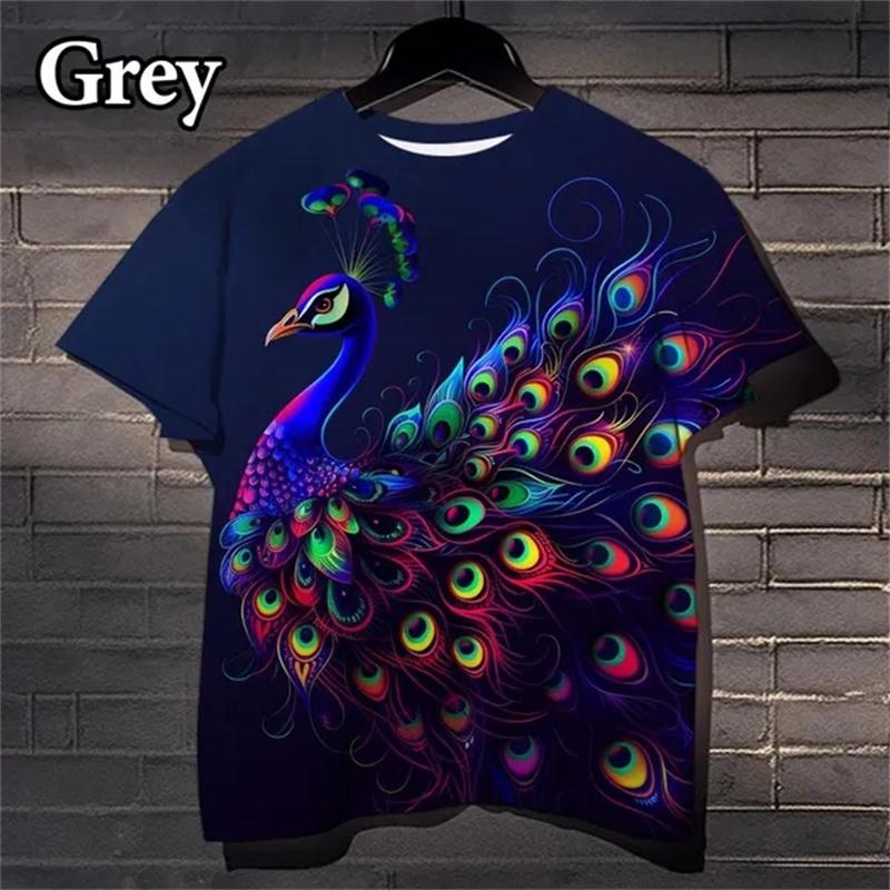 3D Printed Beautiful Peacock T-Shirt For Men Cool Feather Pattern Tees Casual Personality Women Top O-Neck Short Sleeve T Shirts