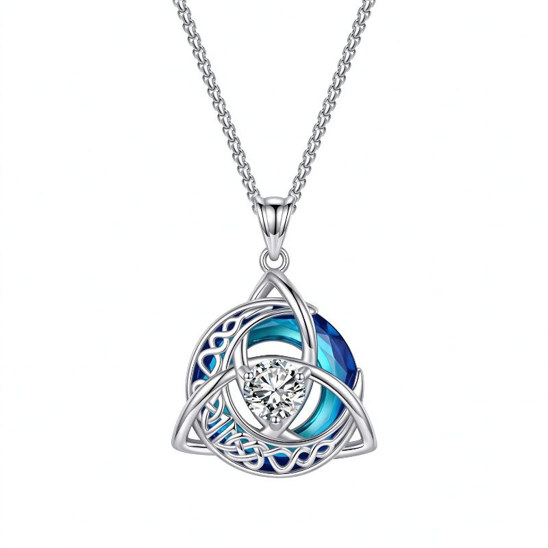 12 Birthstone Knot Pendant Necklace Triquetra Knot Colorful Gemstone Jewelry Gift For Women Irish Jewelry Accessories