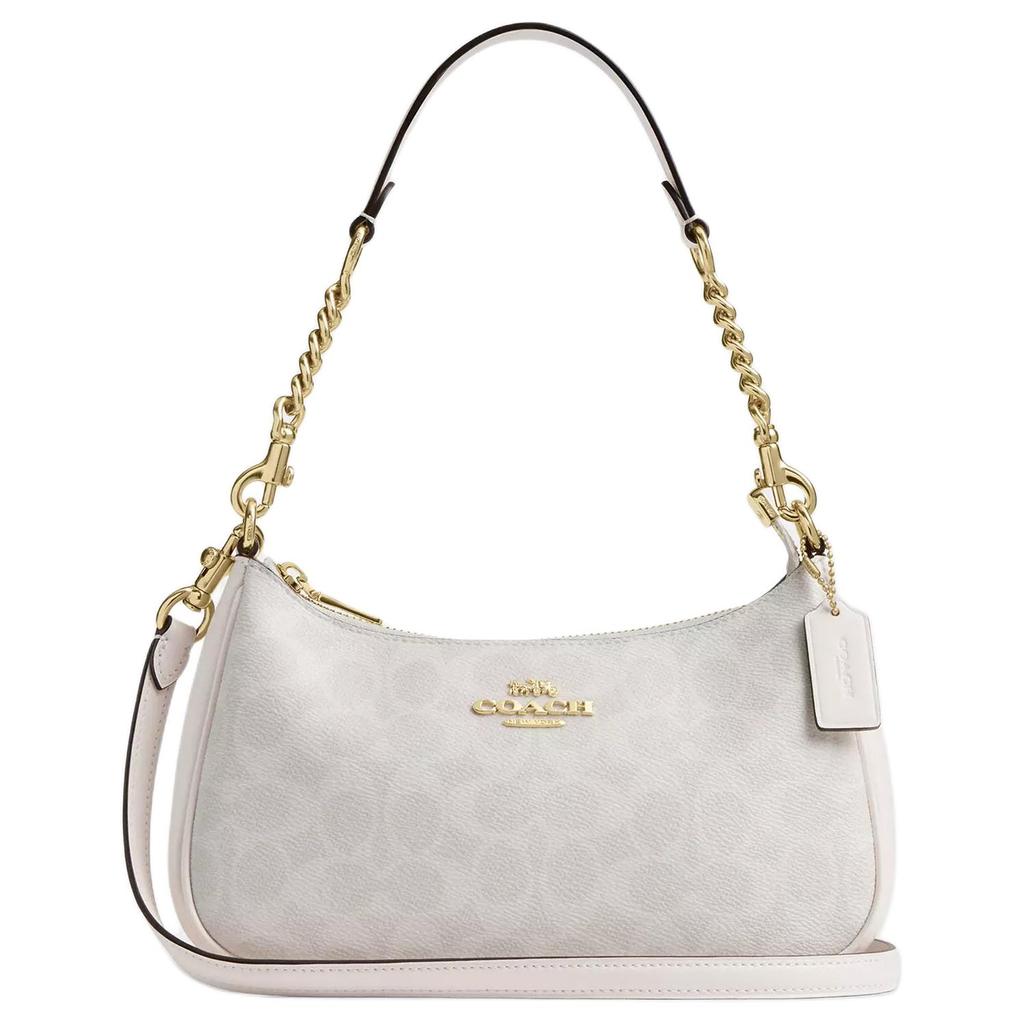 Coach Teri 25 Značka Mikro Logo Odnímatelný Ramenní Popruh Koženka Crossbody Taška Střední Dámské tašky Křídově Bílá CV933-IMXU5