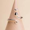 Ladies' Silver Cat Ring, Can Be Opened And Adjusted In Size, Simple And Fashionable Ring, Versatile Accessory Jewelry.