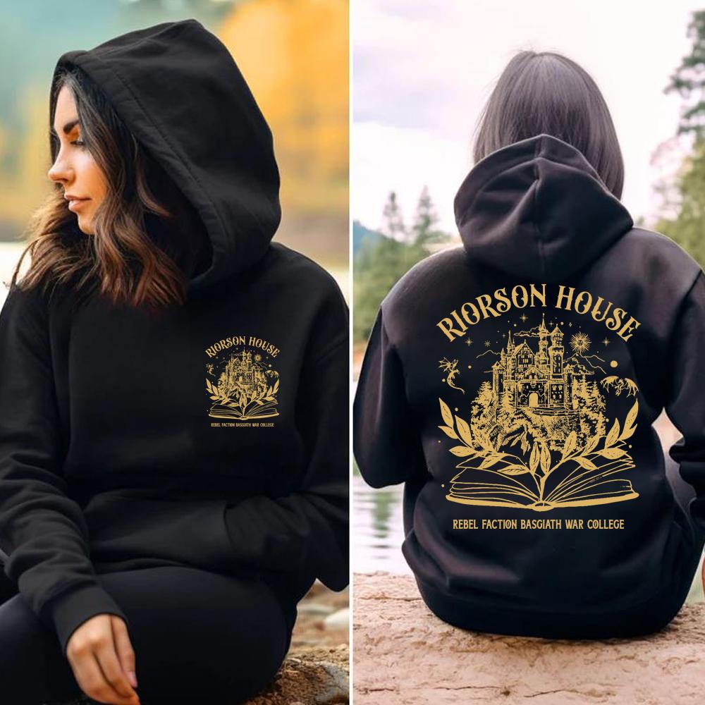 

Fourth Wing Hoodie Riorson House Hooded Sweatshirt Iron Flame Basgiath War College Shirt Trendy 2Side Print Golden Dragon Hoodie 3XL