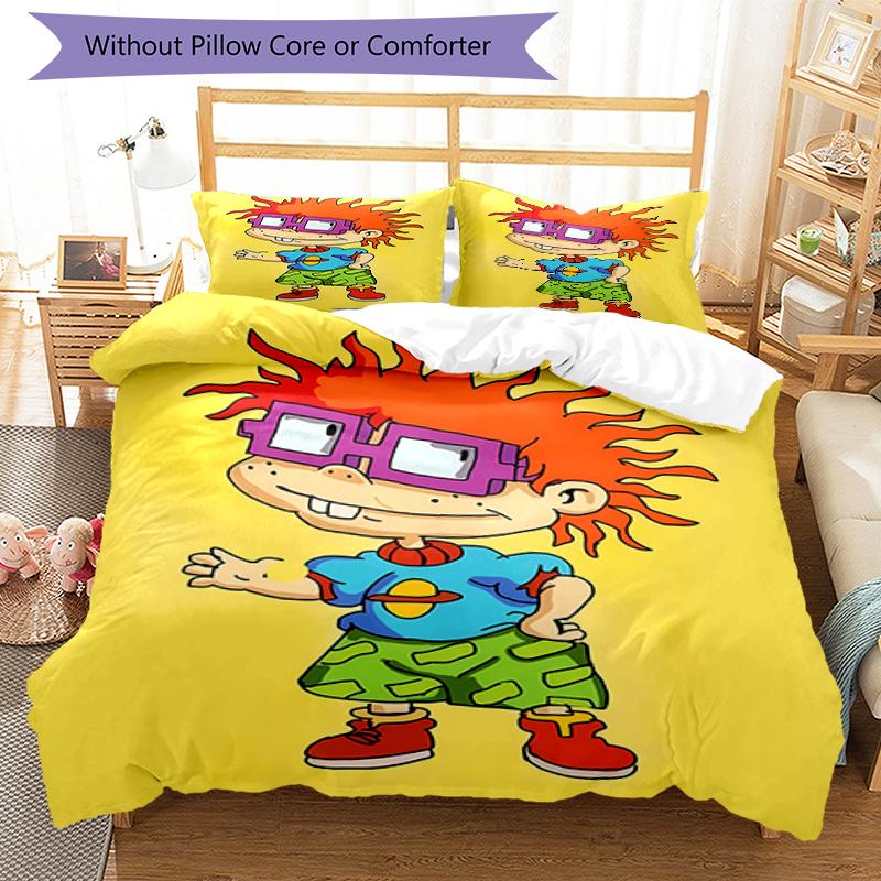 3pcs Rugrats Pattern Bedding Set Duvet Cover Set Includes Duvet Cover &pillowcases, Perfect All Season Bedroom Decoration & Gift