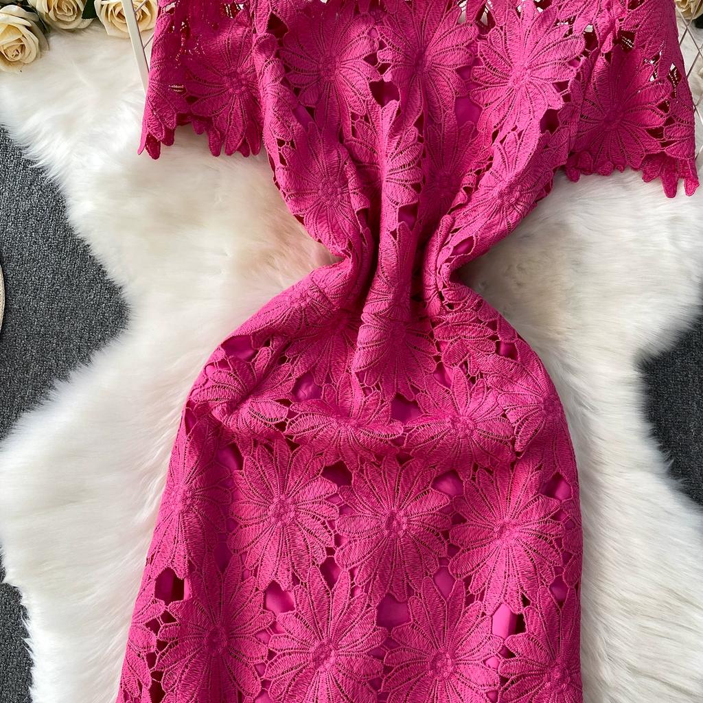Summer Women Elegant Luxury Embroidery Flower Lace Slim Bodycon Long Maxi Party Fishtail Dresses for Girl Graduation