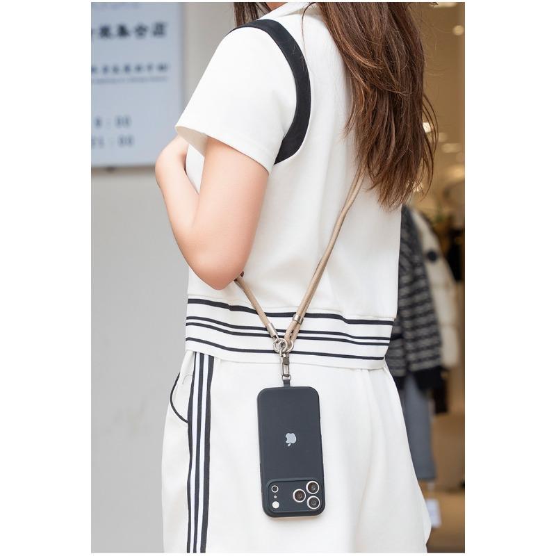 Adjustable Woven Crossbody Neck Phone Lanyard With Clip Pad