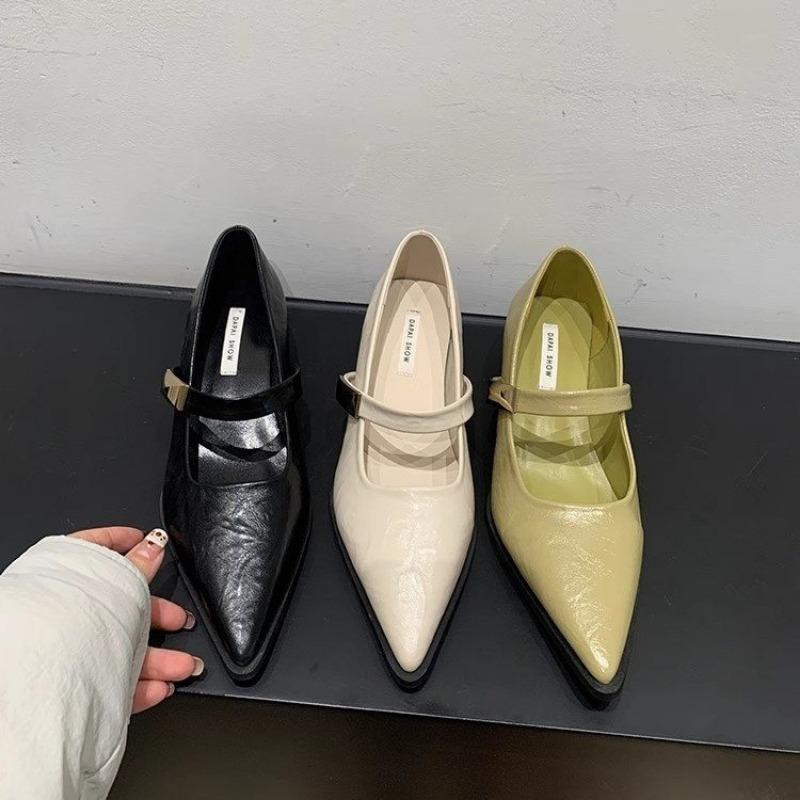Summer New Style Square Heel Pointed Toe Shoes Women's High Heels Solid Color Sexy Fashionable Comfortable High Heels