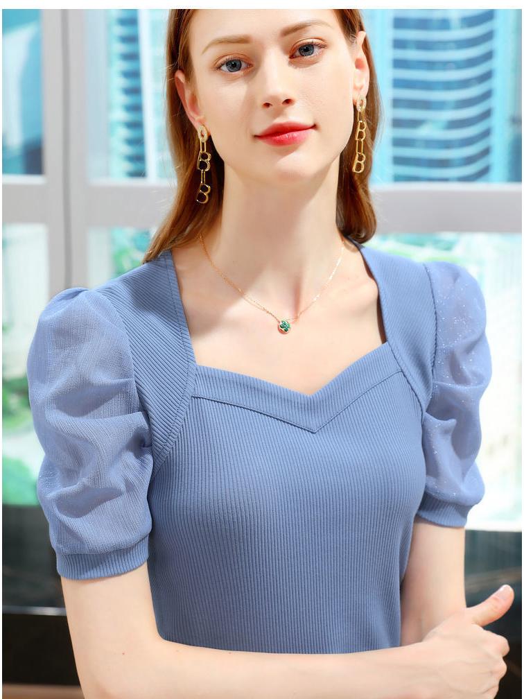 Dámské letní tričko z ledového hedvábí s pufovanými rukávy - styl francouzského dvora