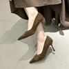 2026 New Spring Suede Women Slip On Shoes Sexy Thin High Heels Wedding Party Shoes Women's Elegant Pointed Toe Dress Pumps