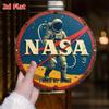 Vintage Tin Sign 2D Flat Astronaut Space Exploration Commemorative Badge Space Tech Display