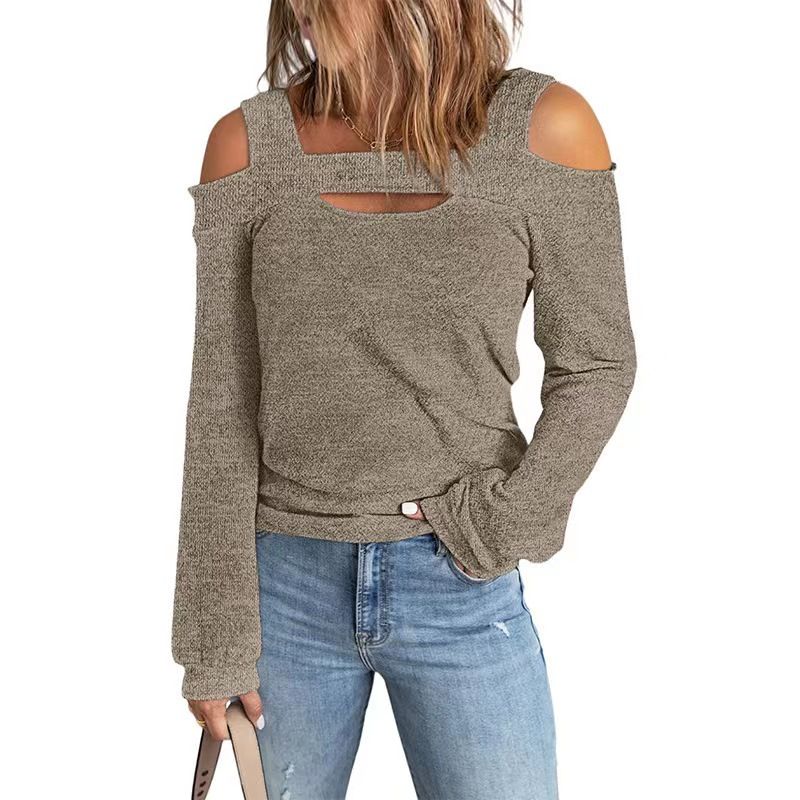 Loose and Performed Long-Sleeve T-shirt European and American Loose Hollow Long Sleeves Shirt