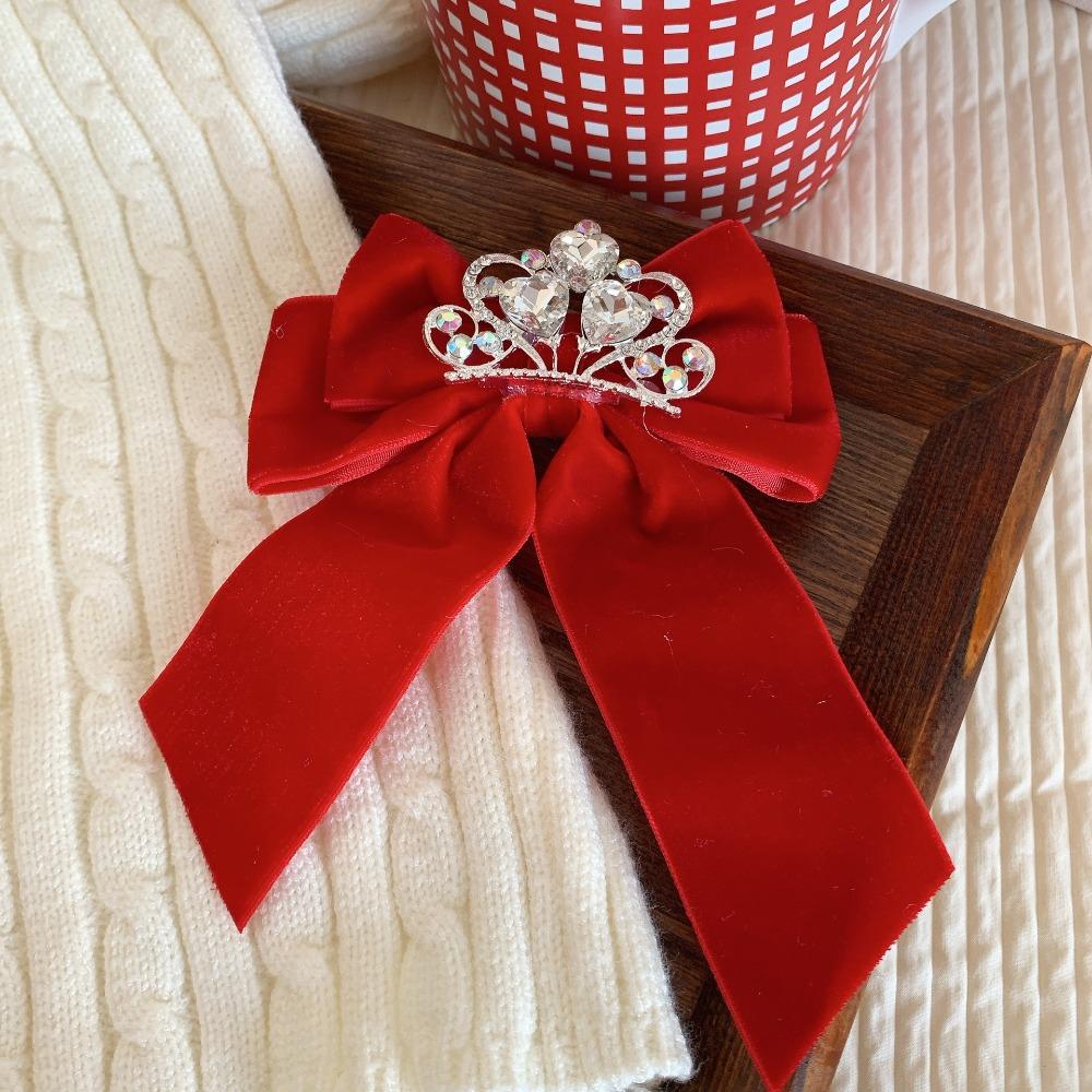 Cloth Velvet Red Bow Hairpin Plush Ancient Style Hairpin Cute Hanfu Hair Sticks  Baby