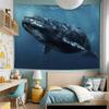 2D Realistic Whale Wall Tapestry, Deep Sea Animal Scene Wall Art for Home Decoration
