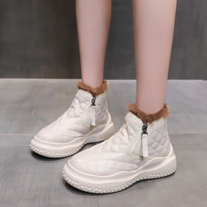 Korean version of snow boots for women to wear in autumn and winter 2025 new velvet thickened warm thick-soled versatile cotton boots cotton shoes