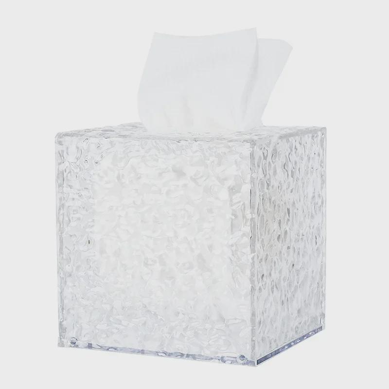 "Elegant Water Ripple Tissue Box – Transparent, Wall-Mountable Storage for Toilet Paper"