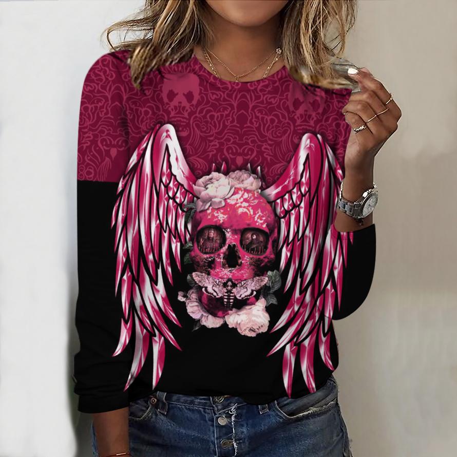 2025 Autumn & Winter Women's New Casual Crew Neck Long Sleeve Top 3D Halloween Pattern Ideal Halloween Christmas Gift