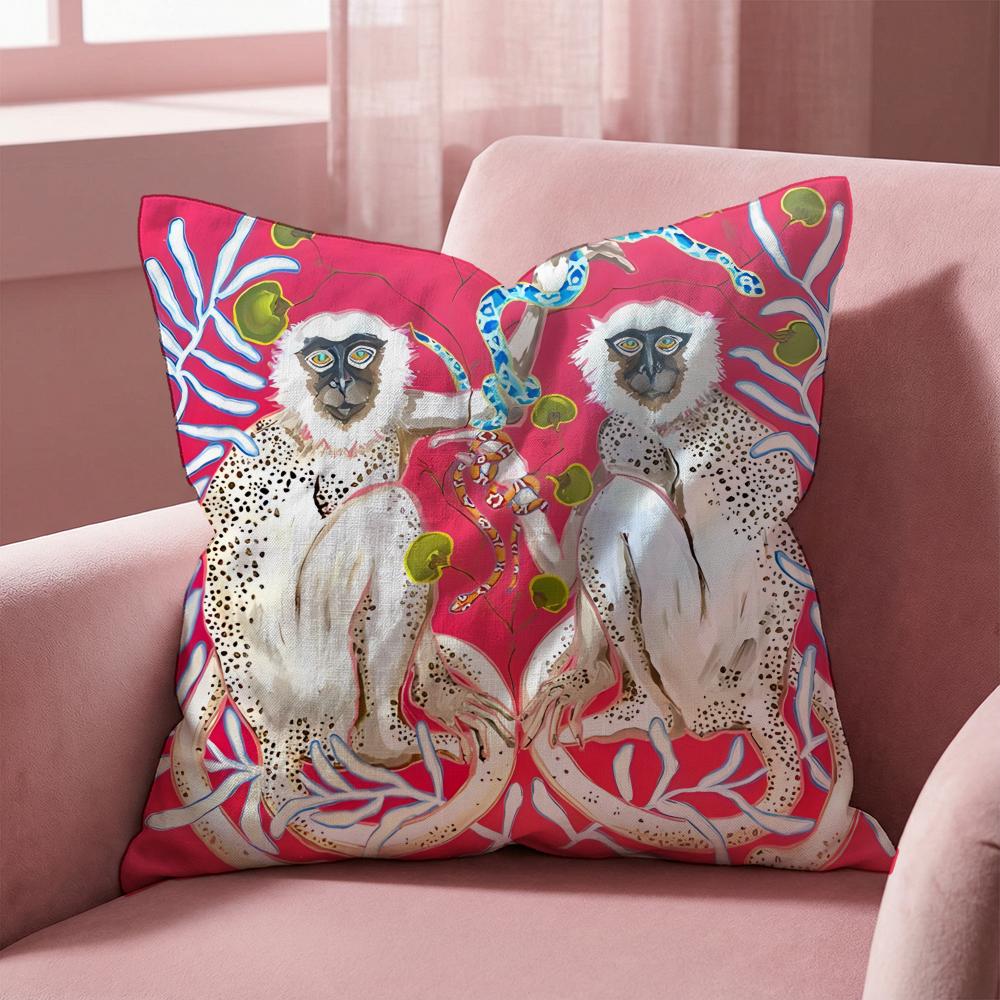P-Paige G-Gemmel M-Monkey Cushion Cover Multi-Scene Pillow Cover for Home & Car - Reversible, Soft & Durable for Daily Use
