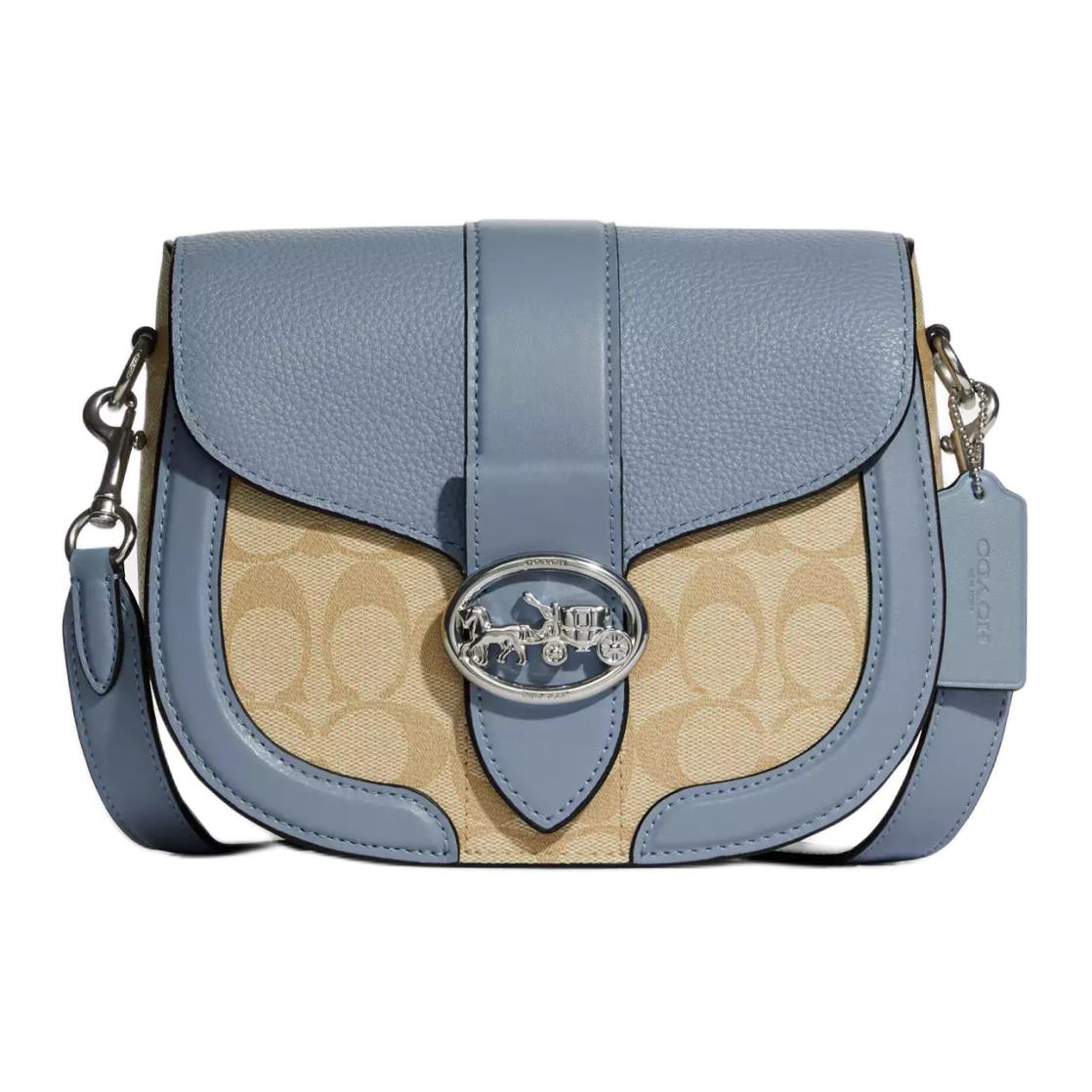 Coach Georgie Signature Canvas Leather Saddle Bag Daily C2806-SVTVS Basic Set (Bag+Dust Bag)