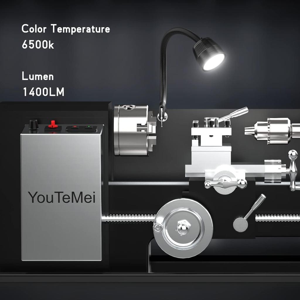 Led Machine Light,Machine Work Light Flexible IP66 Waterproof 1400 Lumens 110V-220V with Clamp Base for Lathe Machine,Workbench, Industrial Lighting