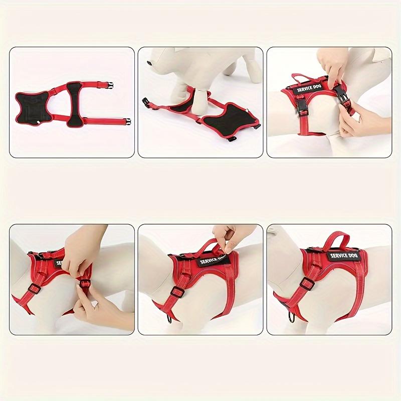 Service Dog Harness & Leash Set with 1pc Folding Bowl Reflective Adjustable Dog Vest Harness Soft Oxford Pet Harness For Small M