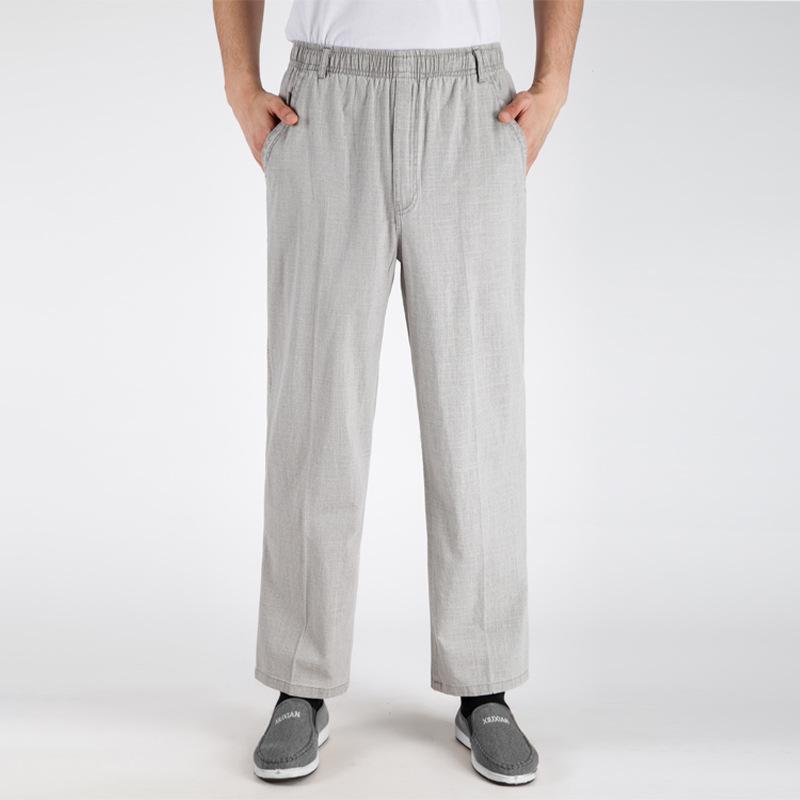 Men's High-Waist Loose Cotton Linen Straight Pants