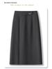Women's Gray High-Waist Slit Bodycon Midi Skirt - 2025 Spring/Autumn Collection