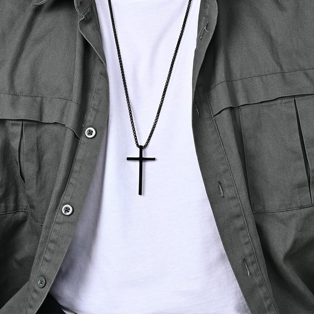 European and American Style Stainless Steel Cross Necklace Large Medium Small Genderless Male and Female Titanium Steel