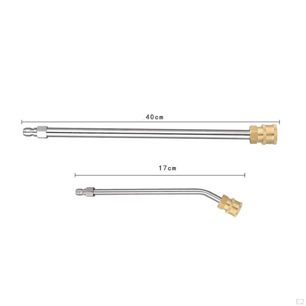 2 Pieces High Pressure Washer Extension Wands Extended Rod Cleaning Tools Accs Stainless
