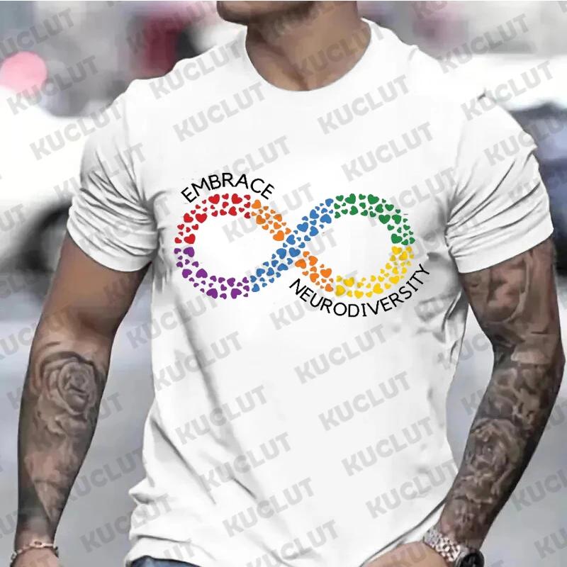 Men's Clothing Autism Neurodiversity Graphic Tee T-Shirt Autism Acceptance Infinity Hearts Symbol Embrace Tshirts Unisex Tops