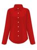 Elegant Women's Long-Sleeved Solid Color Shirt - Basic Casual Office Top