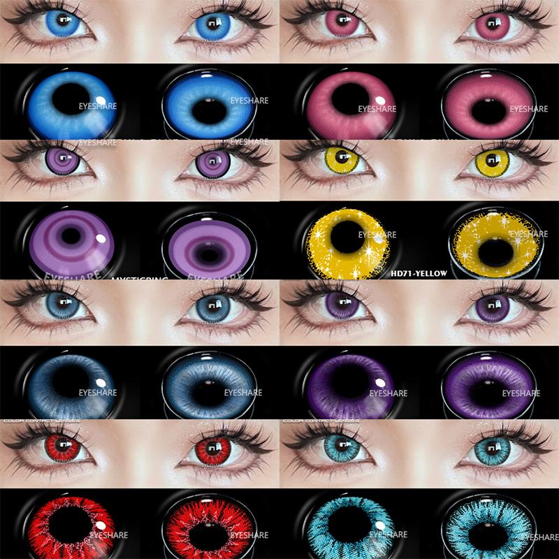 Eyeshare 1 Paar Halloween Farbige Kontaktlinsen für Augen Cosplay Linsen Anime Kosmetik Make-Up Lila Farbige Linsen Rote Augen