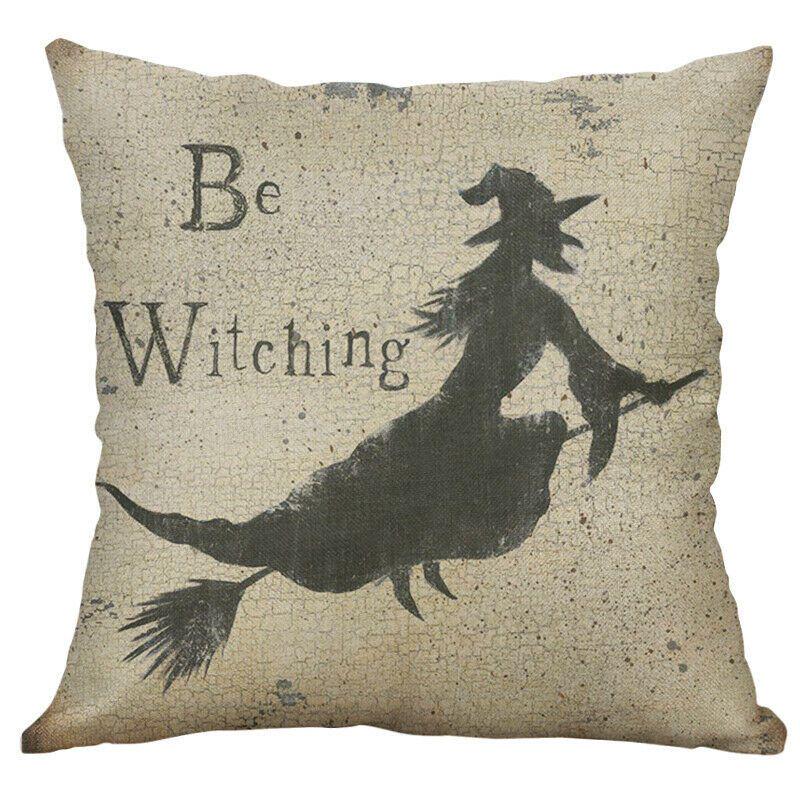 Halloween Animal Print Cushion Cover Cotton Linen Pillow Case With Invisible Zipper For Home Decoration