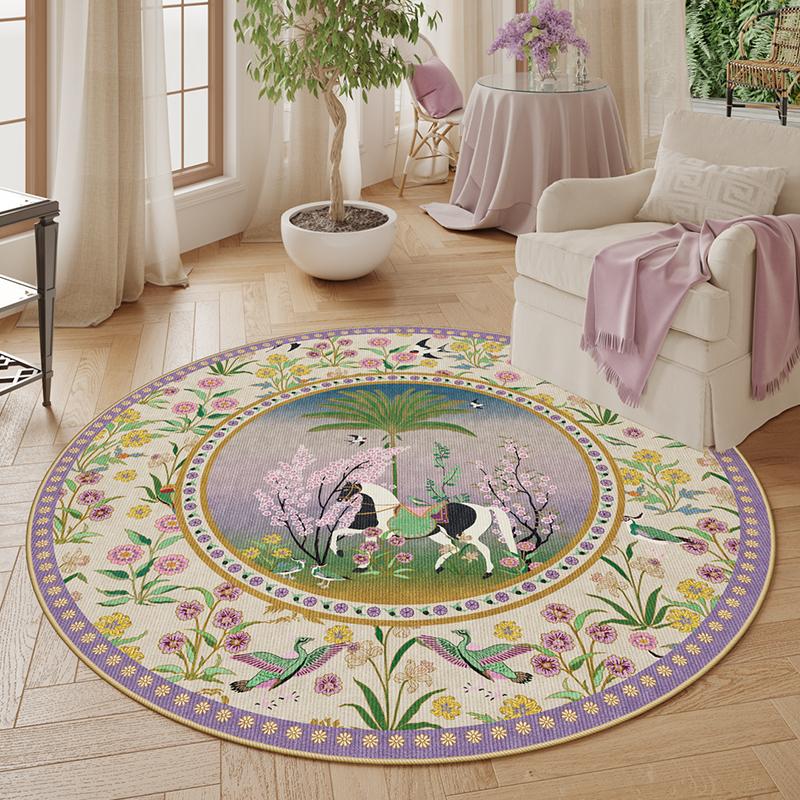 

Alfombra suave de estilo Pastoral francés para decoración de sala de estar,alfombras redondas para dormitorio 60cmx60cm