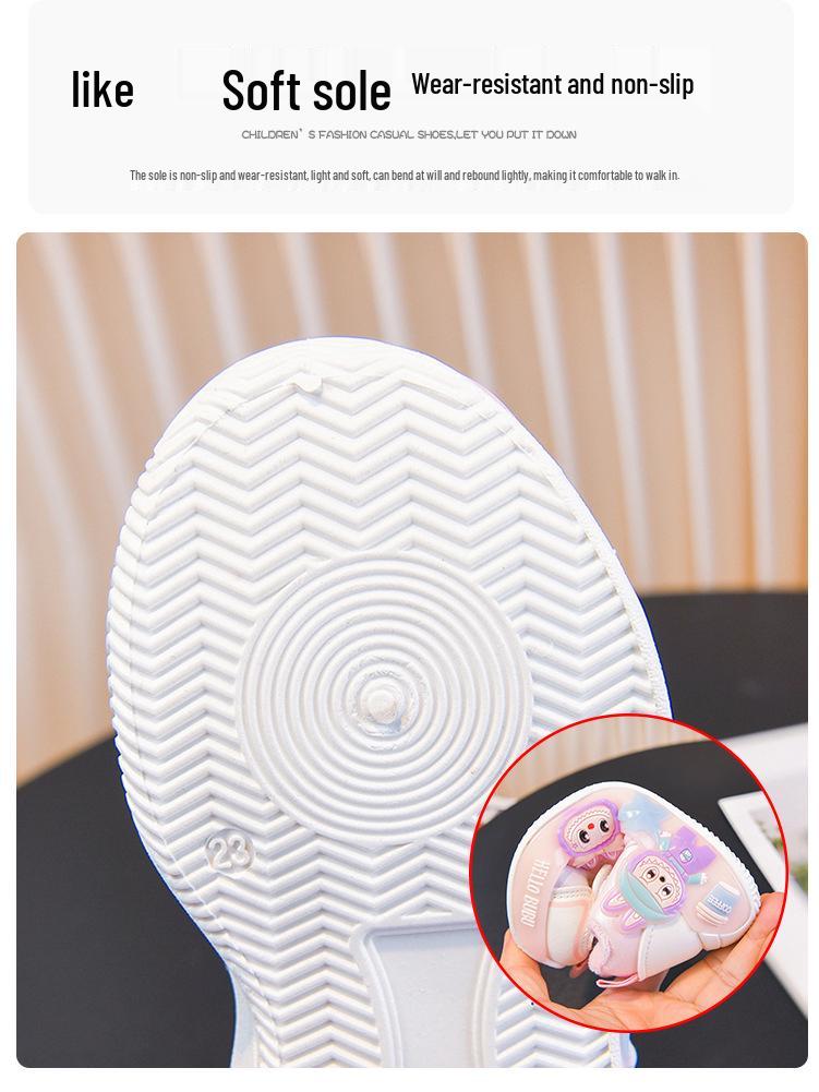 Dziecięce Buty do Biegania ze Skóry z Postaciami z Kreskówek - Koreański Styl Jesień/Zima 2025 Codzienne Trampki dla Maluchów i Uczniów