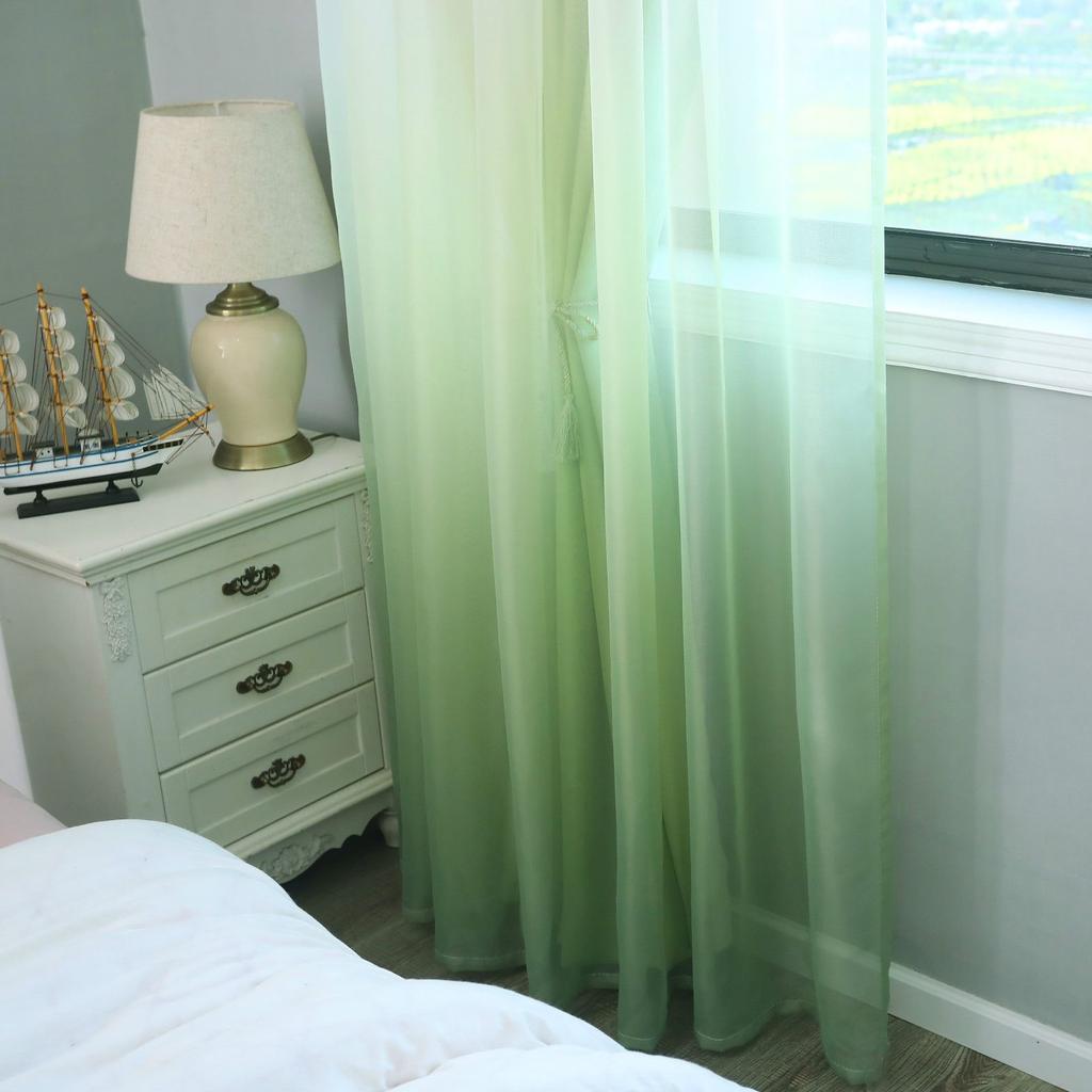 Gradient Tulle Curtains for Living Room Bedroom Kitchen Transparent Sheer Curtain Home Decor Window Drapes European American