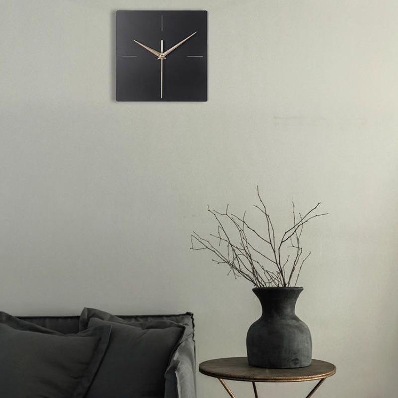Nordic Affordable Luxury Style Silver Square Wall Clock Home Living Room Clock Office Wall Mounted Silent Clock Home Decoration