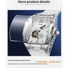 Dulunwe Tonneau Sports Men's Tourbillon Watches Starry Moon Phases Hollow Out Automatic Mechanical Watch Rubber Strap Luminous Wristwatch