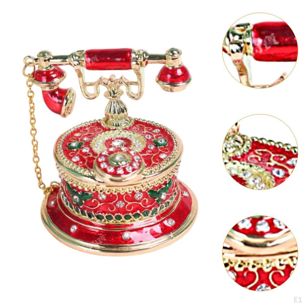Dial Telephone Jewelry Box Storage Multifunctional Rings Holder Decoration for Girls