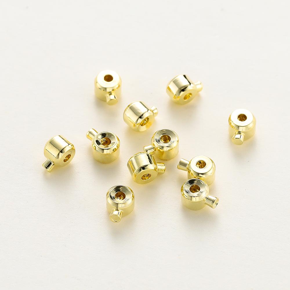 20pcs Positioning Clasp 14K 18K Gold Plated Crimp Snap Button Bracelet Necklace Fastener Ball End Cap For DIY Jewelry Findings