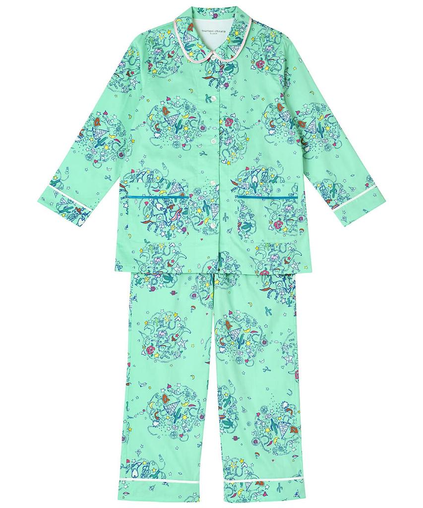 Relax Pajamas Tsumori Chisato Long Sleeves Long Pants Cotton Cotton Sateen Material Top and Bottom Set Open Front Western Cowgirl UDX545 Tsumori