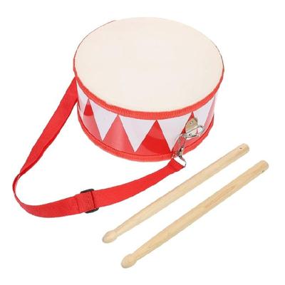 Wooden Drum Set with Shoulder Strap Musical Instrument Toy Childrens Drum Gift