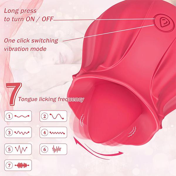 Powerful Rose Vibator Toy Female Clitoris Stimulator Tongue Oral Licking Masturbator Good Nipple Sex Toys for Women Adult 18