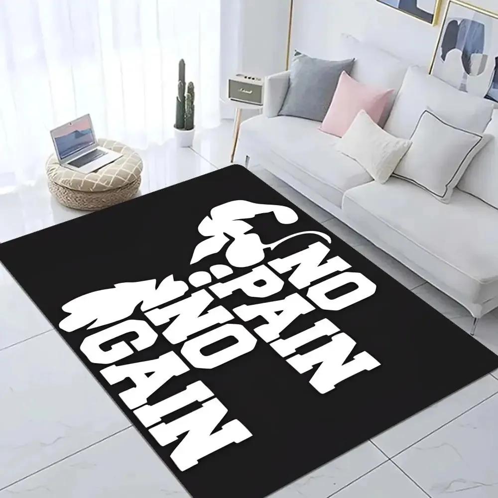 No Pain No Gain Print Carpet GYM Floor Mat Bathroom Anti slip Doormat Absorb Water Long Strip Kitchen Cushion Home Welcome Rugs