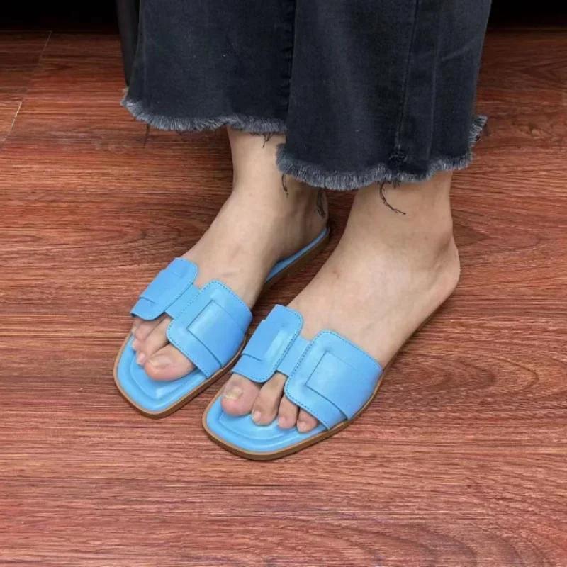 Fashion 2025 Causal Women Slippers Flat Bottom Beach Shoes for Ladies Trend Brand Design Summer Outside Big Size Open Toe Female Slides