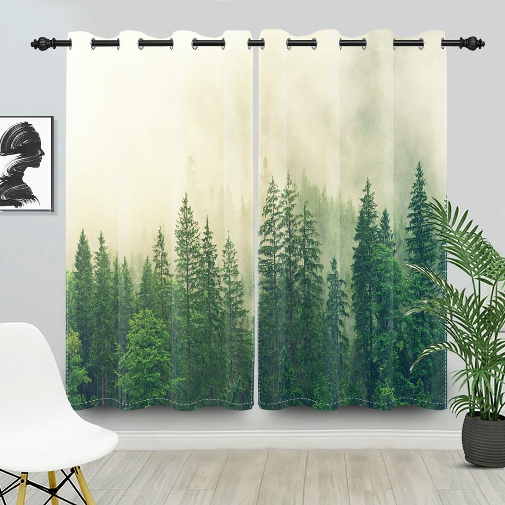 Abstract Landscape Pattern Curtains Style Living Room Bedroom Modern Home Decor Window Drapes Boho Blackout Made Of Polyester Treatment