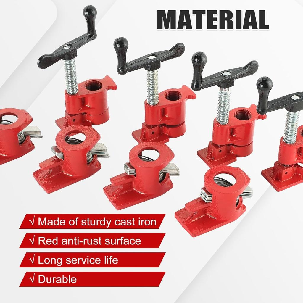 Zestaw zacisków rurowych 1/2” do klejenia drewna, żeliwne zaciski do drewna z szybkim zwalnianiem do obróbki drewna, stolarstwa, majsterkowania i projektów DIY