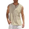 Men's Fashion Short Sleeve T-Shirt Solid Color Cotton Linen Vest Shirt Cross Border Selling Item