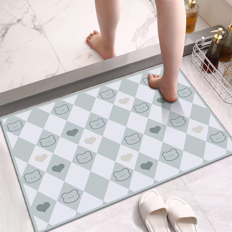 Bathroom Floor Mat, Door Mat Into the Door, Foot Mat Toilet Toilet, Water-absorbing Non-slip Mat, Household Bathroom Carpet